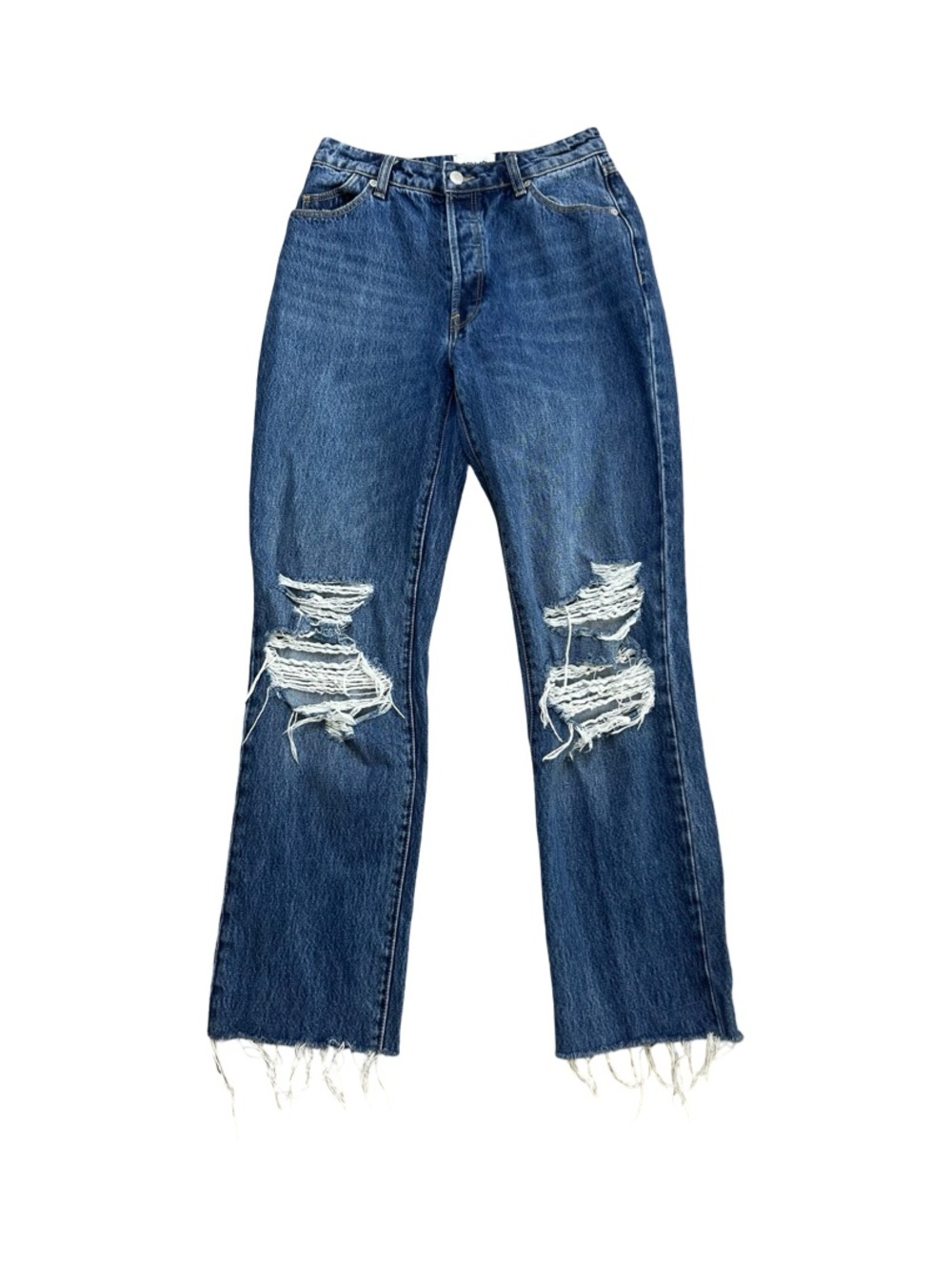 Rolla's Classic Straight High Rise Distressed Raw Hem Organic Jeans Size 26 W26